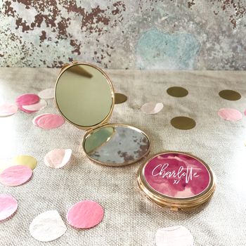 Personalised Round Rose Gold Compact Mirror, 2 of 3