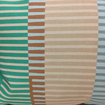 Combed Stripe Cushion, Pastel Mint, Peach + Grey, 4 of 5
