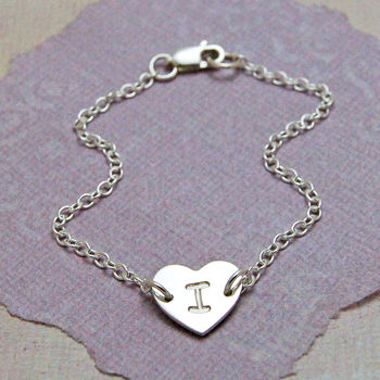 Girls Personalised Sterling Silver Heart Bracelet, 2 of 4
