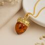 Personalised Amber Acorn Necklace In Gold Plated Silver, thumbnail 4 of 9