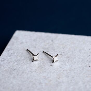 Sterling Silver Dainty Star Stud Earrings, 3 of 8