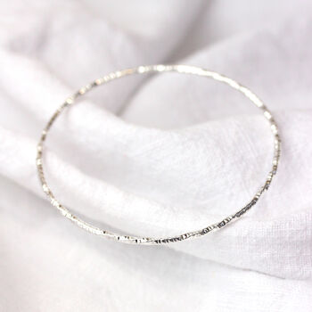 Sterling Silver Diamond Cut Twist Bangle, 7 of 8