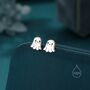 Sterling Silver Super Cute Little Ghost Stud Earrings, thumbnail 1 of 12