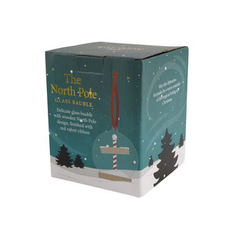 Personalised North Pole Christmas Bauble | 'Family Surname' | Christmas Keepsake Family Traditions | Glass Tree Decoration Ornament | Boxed, 3 of 4