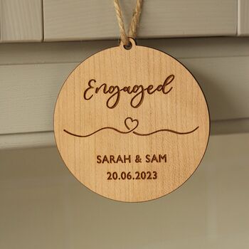 Personalised Engaged Hanging Keepsake,Couple Engagement, 3 of 5