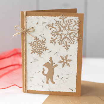 Handmade Recycled Eco Kitty Christmas Cards Range, 4 of 12