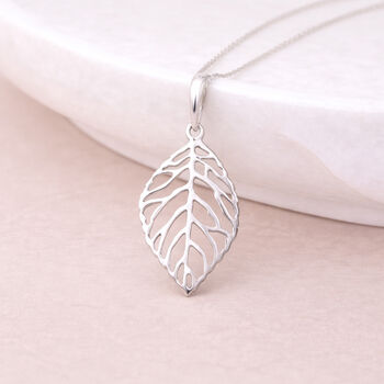 Personalised Sterling Silver Cut Out Oak Leaf Pendant Necklace, 4 of 11