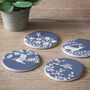 Round Grey And White Meadow Coasters, thumbnail 1 of 3