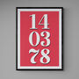 Personalised Custom Special Date Red Wall Art, thumbnail 2 of 7
