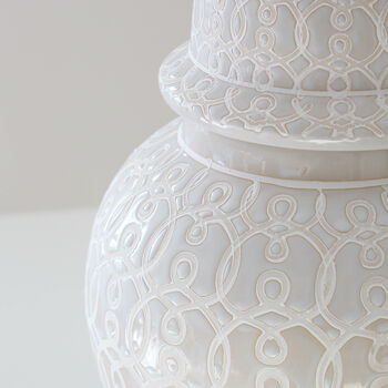 Large White And Grey Patterned Ginger Jar, 3 of 4