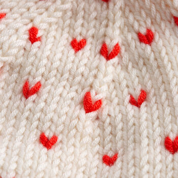 Heart Hat Easy Knitting Kit Valentines Cream, 5 of 7