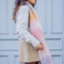Pink Blue Plaid Warm Wrap Scarf, thumbnail 3 of 8