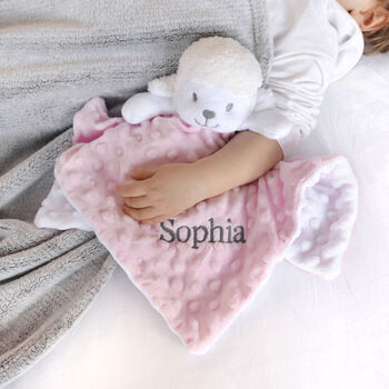 Personalised Pink Lamb Baby Comforter, 3 of 5