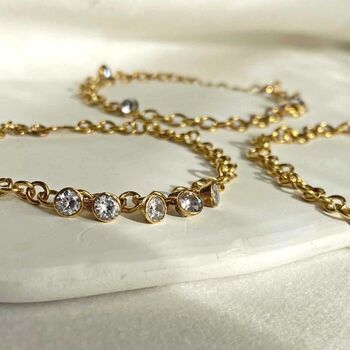Stardust Diamond Station Gold Chain Link Bracelet, 4 of 6