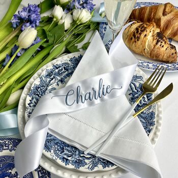 Embroidered Satin Ribbon Length Personalised Place Settings, 4 of 6