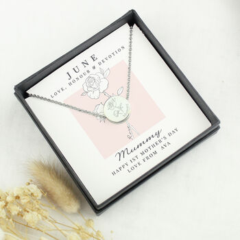 Personalised June Birth Flower Necklace And Box, 2 of 4