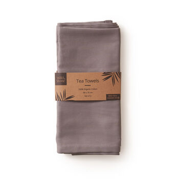 Organic Cotton Tea Towels Herringbone Weave Set Of Two, 7 of 12
