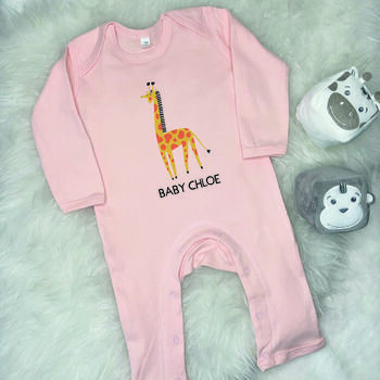 Giraffe Personalised Jungle Rompersuit, 4 of 5