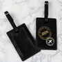 Personalised Stamped Black Leather Luggage Tag, thumbnail 2 of 4