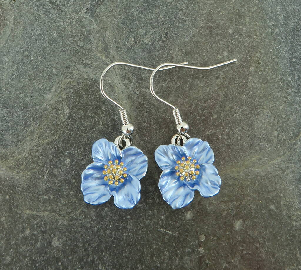 Poppy Blue Flower Drop Earrings By ATLondonJewels | notonthehighstreet.com