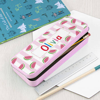 Personalised Melon Pattern Pencil Case Tin, 8 of 10