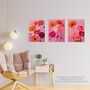 Set Three Wall Art Prints Poppy Flowers Pink Orange, thumbnail 2 of 7