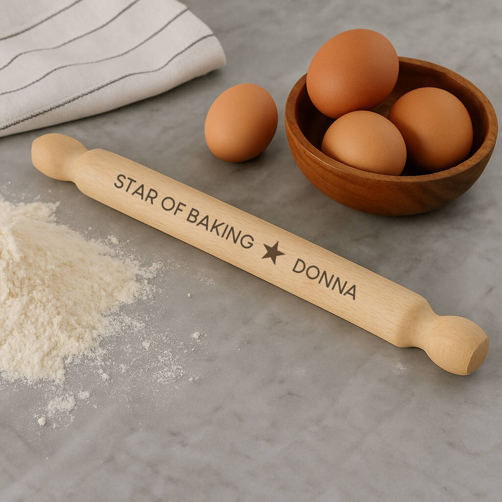 Personalised Rolling Pin 40cm | Star Of Baking Engraved