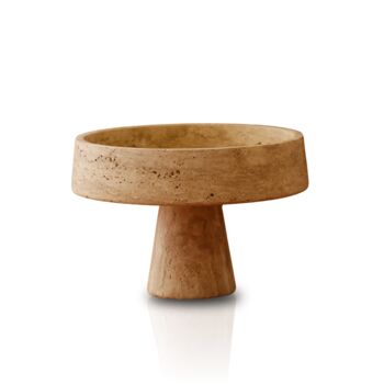 Handmade Travertine Bowl On Pedestal For Beige Stone, 2 of 2