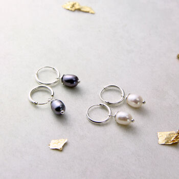 earrings hoop pearl sterling silver notonthehighstreet