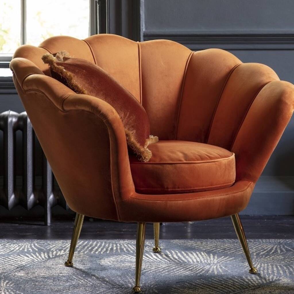 Burnt Orange Velvet Oyster Chair By The Forest & Co