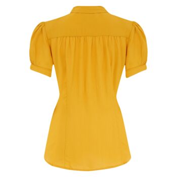 Eva Short Sleeve Blouse In Mustard Vintage 1940s Style, 2 of 3