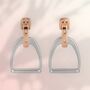 Personalised Sterling Silver And Rose Gold Stirrup Earrings, thumbnail 7 of 9