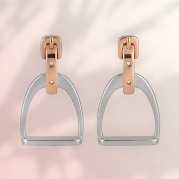 Personalised Sterling Silver And Rose Gold Stirrup Earrings, 7 of 9