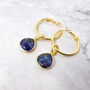 Sapphire September Birthstone Gold Plated Round Hoops, thumbnail 1 of 4