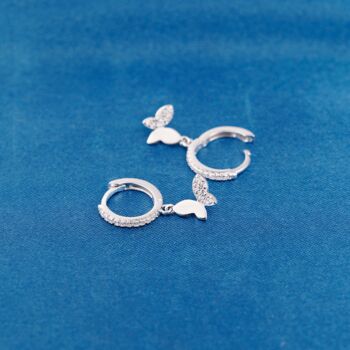 Butterfly Earrings, 925 Sterling Silver Cz Butterfly Earrings, 5 of 7