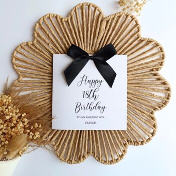 18th Birthday Luxury Bow Card For Him Or Her, Choice Of Colours Handmade Bow, 2 of 4