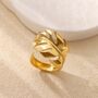 Tropical Monstera Plant Leaf Open Statement Gold/S Ilver Ring, thumbnail 2 of 5