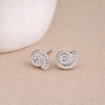 Sterling Silver Ammonite Fossil Stud Earrings – 6mm, 4 of 11