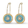 Ceramic, Glass And Gold Turquoise Pool Hoop Earrings, thumbnail 1 of 3