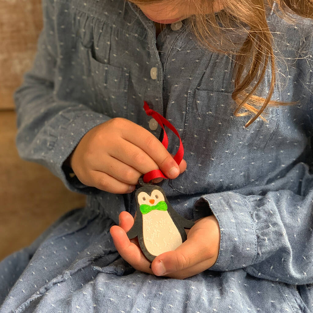 Image of Personalised Penguin Christmas Decoration Craft Kit