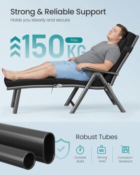 Folding Sun Lounger With Thick Mattress Cushion, 9 of 11