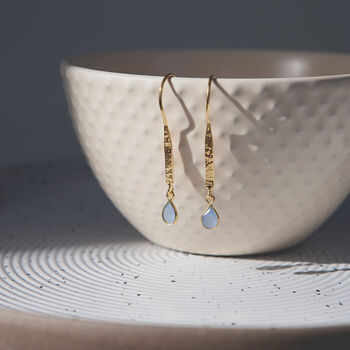 Molten 18ct Gold Plated Chalcedony Drop Earrings, 2 of 8