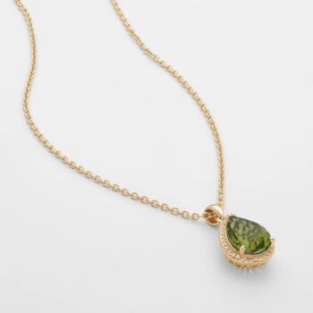 Peridot 18k Gold Plated Pear Drop Necklace, 4 of 5