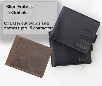 Personalised Men's Leather Wallet Trifold Gift Brown, 11 of 11