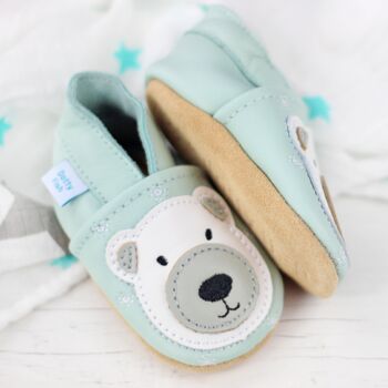 Dotty Fish Polar Bear Soft Leather Baby Shoes With Barefoot Soles, 5 of 10
