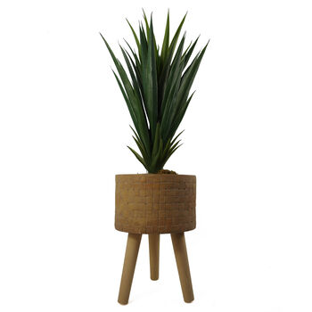 Woven Effect Composite Planter With Stand Large, 3 of 8