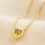 Tiny Crystal Heart Pendant Necklace In Gold, thumbnail 4 of 11