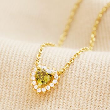 Tiny Crystal Heart Pendant Necklace In Gold, 4 of 11