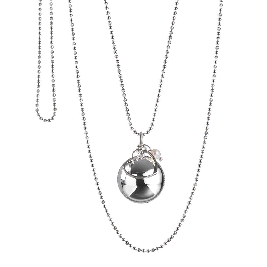 Pregnancy Chime Necklace With Heart Charm And Pearl By The Good Karma ...