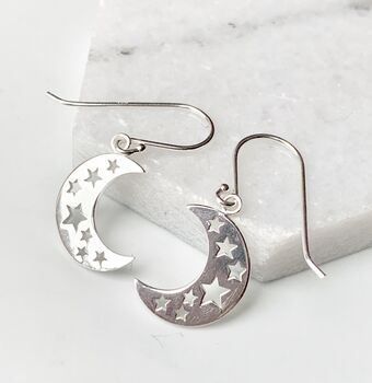 Sterling Silver Star And Moon Earrings, 2 of 3